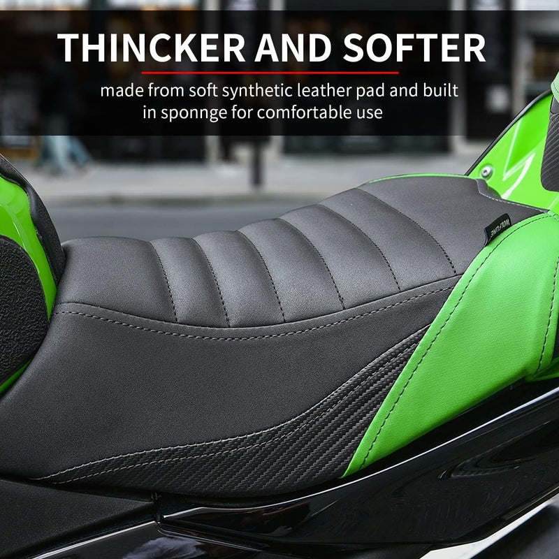 Fayedenicy Motorcycle Ninja 400 Z400 Front Driver Rider Solo Seat Cowls Anti Slip Rear Passenger Seat Covers Cushion Pad for Ninja400 Ninja-400 Z 400 Z-400 2018 2019 2020 2021 2022 2023 (Black-Rear) - Image 4